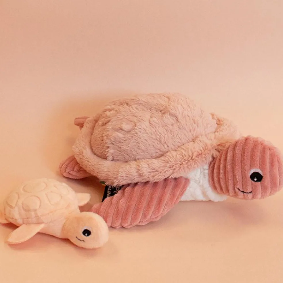 Peluche Les Ptipotos Sauvenou maman et bébé tortue rose (29 cm)