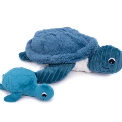 Peluche Les Ptipotos Sauvenou maman et bébé tortue bleu (29 cm)