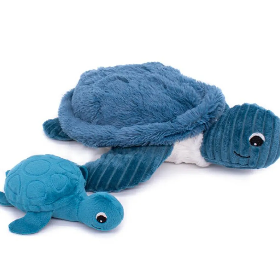 Peluche Les Ptipotos Sauvenou maman et bébé tortue bleu (29 cm)