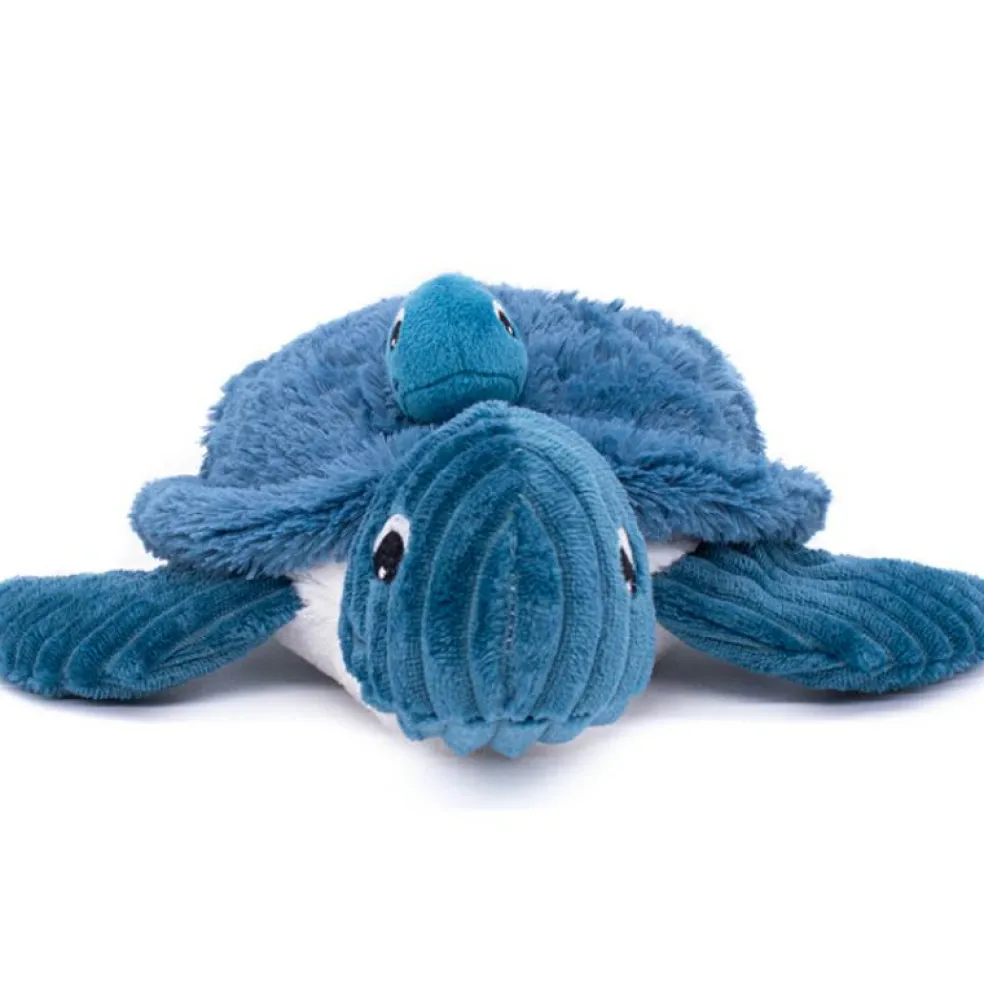 Peluche Les Ptipotos Sauvenou maman et bébé tortue bleu (29 cm)
