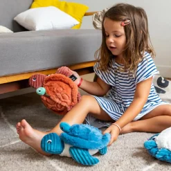 Peluche Les Ptipotos Sauvenou maman et bébé tortue bleu (29 cm)