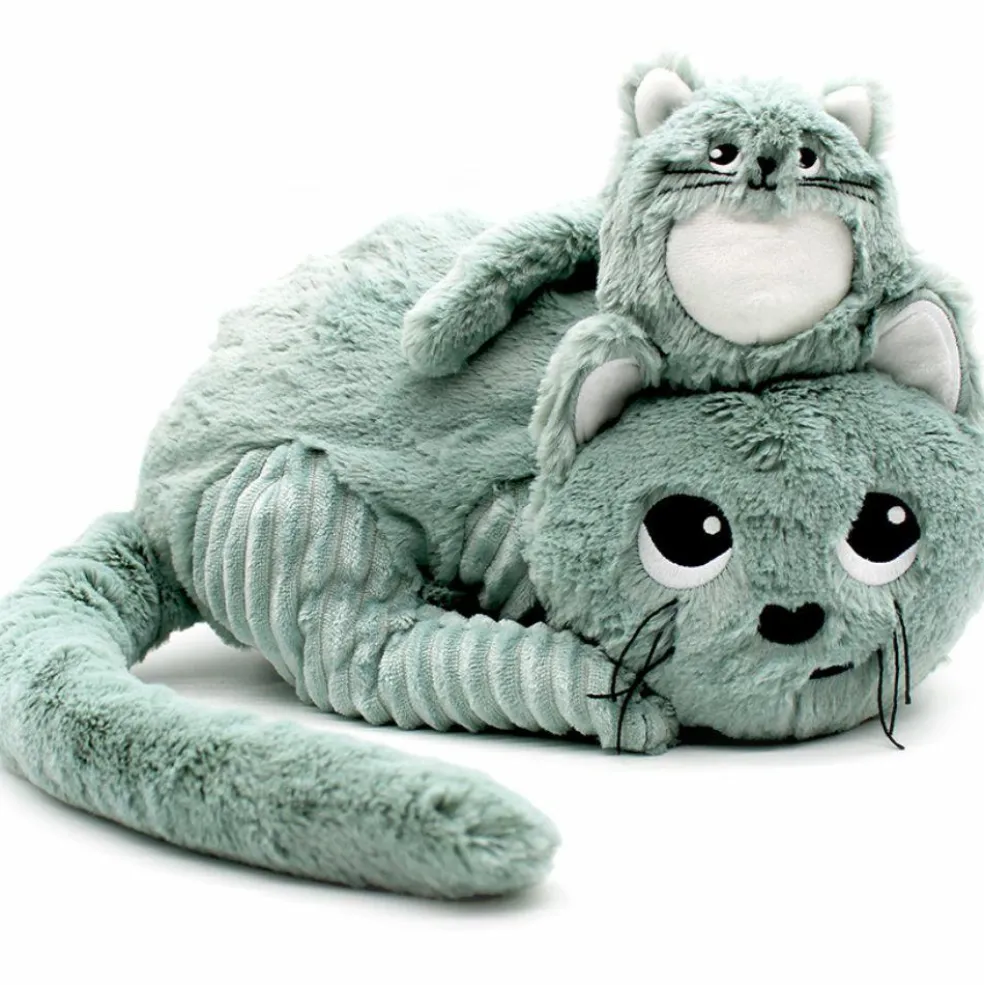 Peluche Miaou le chat maman et bébé menthe (32 cm)
