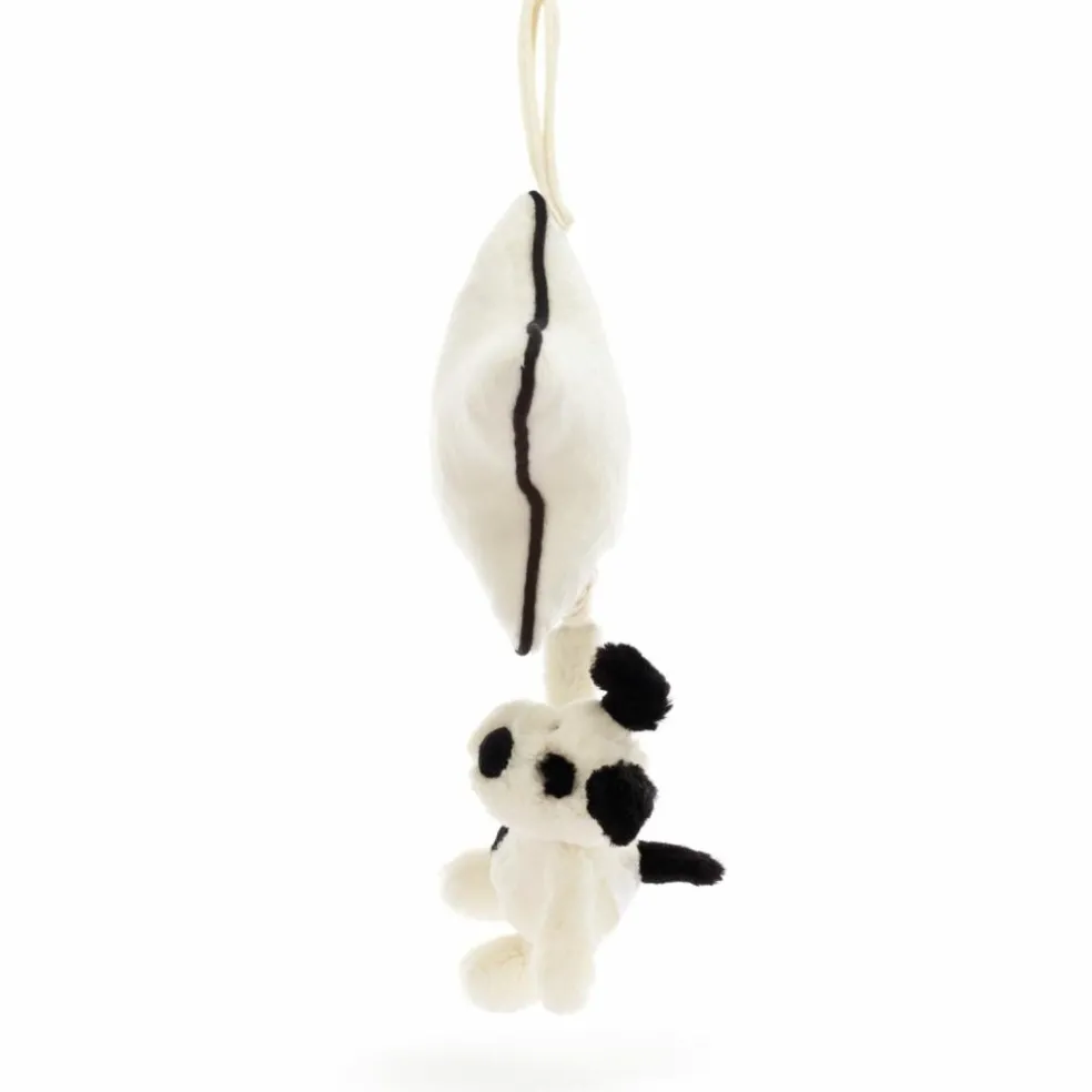 Peluche musicale Chien noir et crème (30 cm)