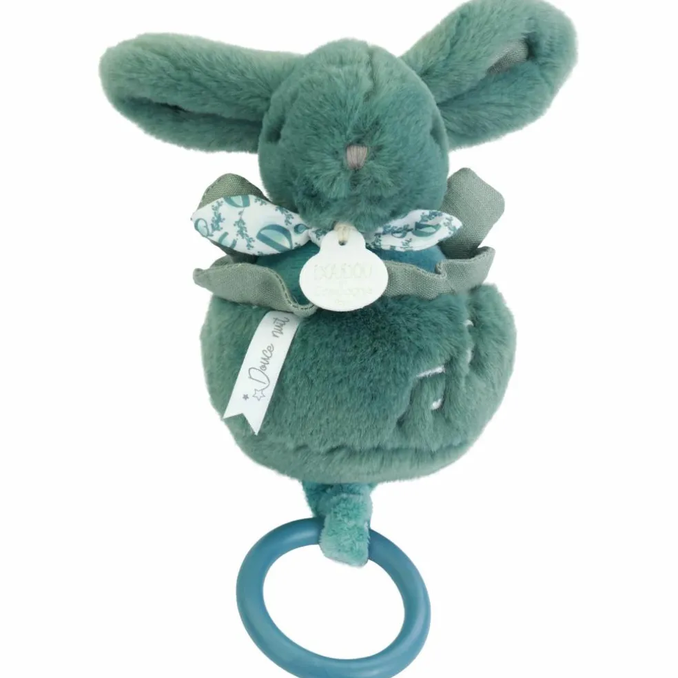 Peluche musicale Lapin Doudou vert sauge (20 cm)