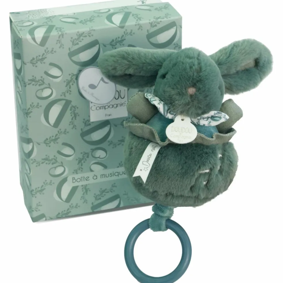 Peluche musicale Lapin Doudou vert sauge (20 cm)
