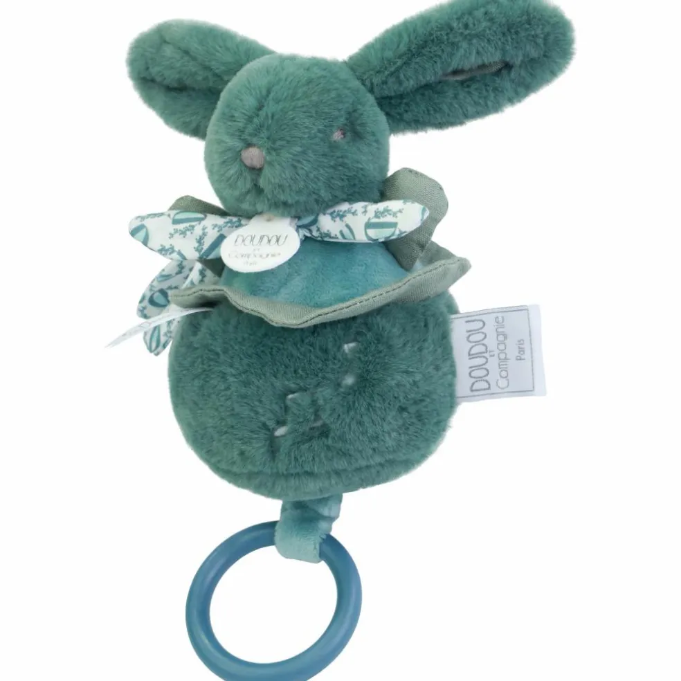Peluche musicale Lapin Doudou vert sauge (20 cm)