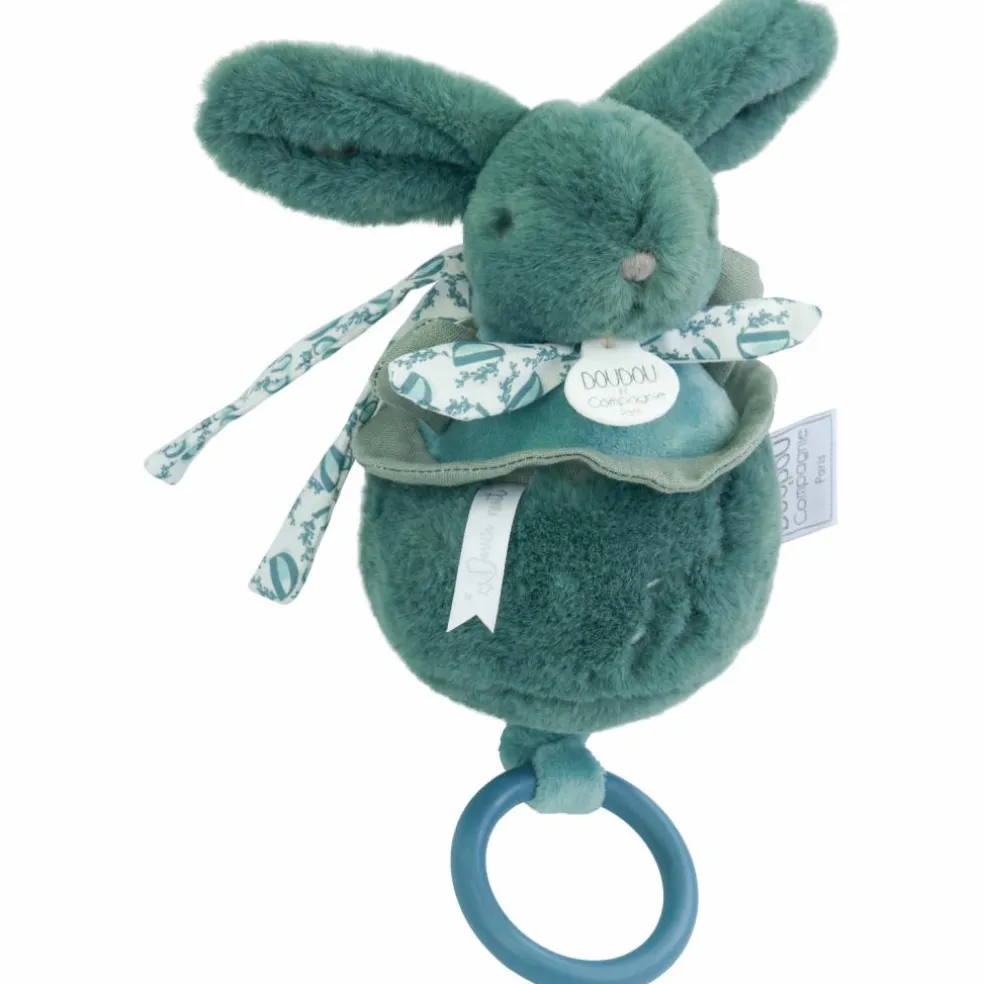 Peluche musicale Lapin Doudou vert sauge (20 cm)