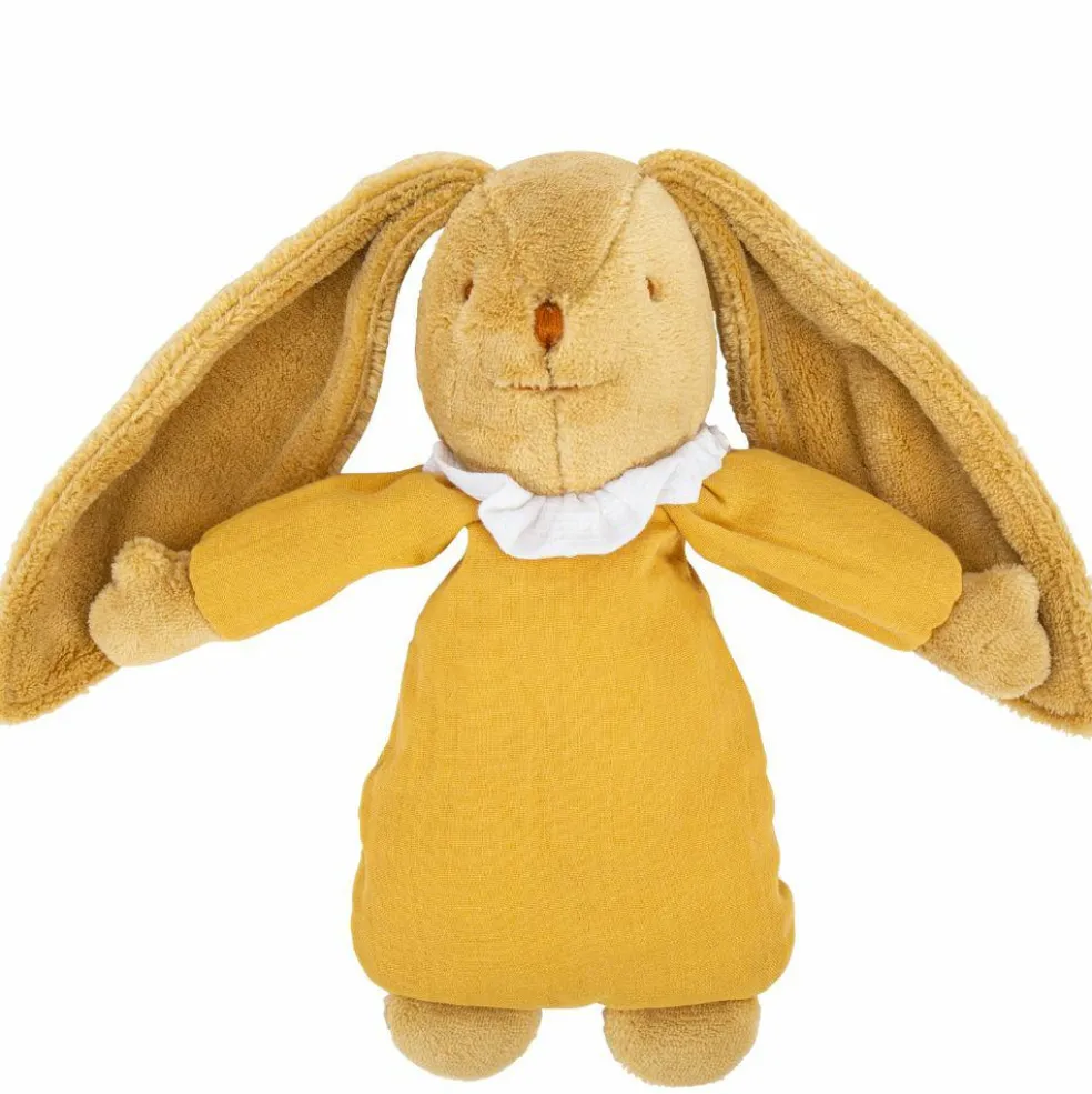Peluche musicale lapin nid d'ange jaune curry (28 cm)