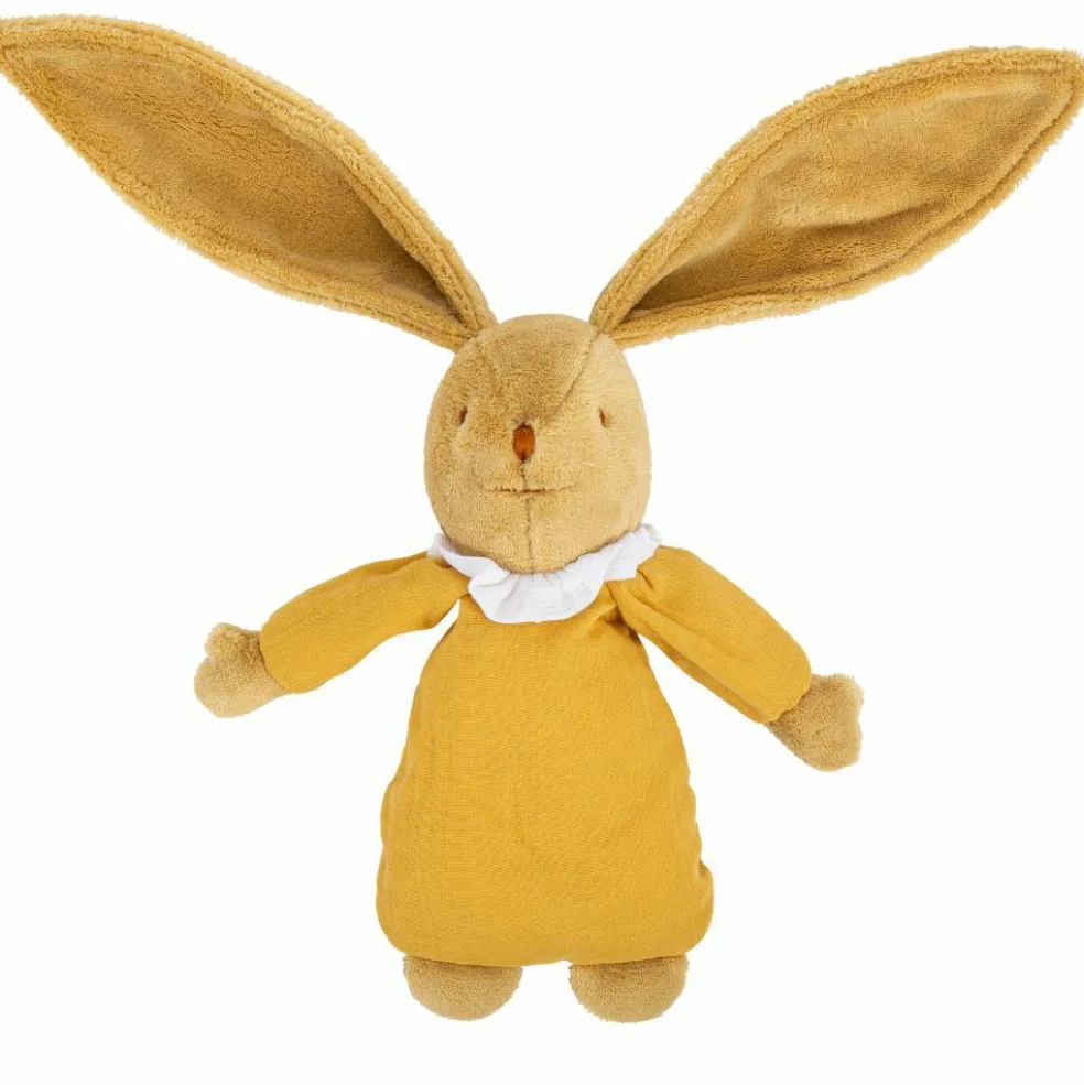 Peluche musicale lapin nid d'ange jaune curry (28 cm)