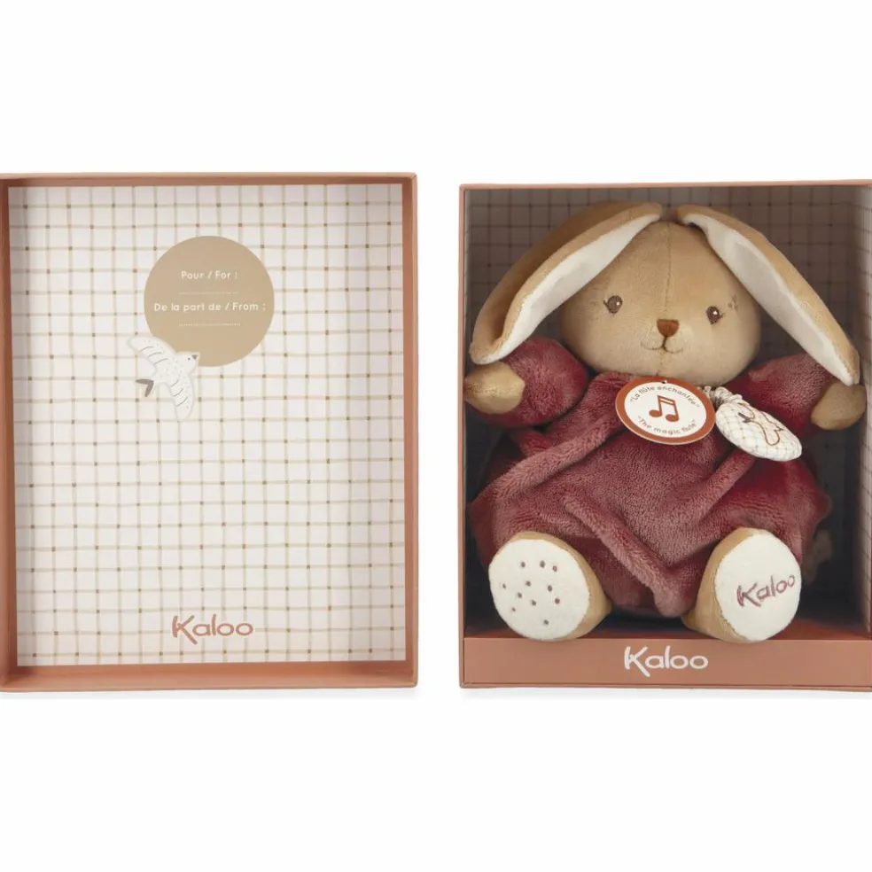 Peluche musicale Patapouf Lapin bordeaux (17 cm)