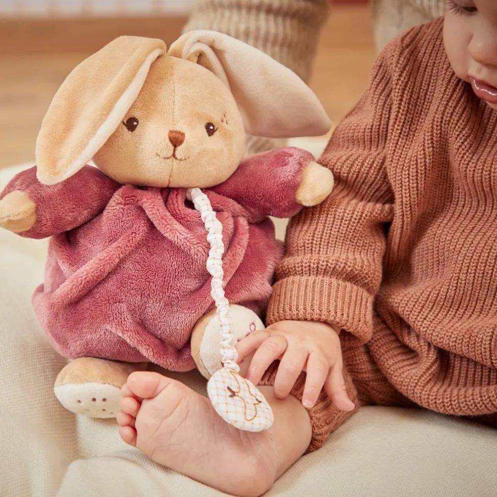 Peluche musicale Patapouf Lapin bordeaux (17 cm)
