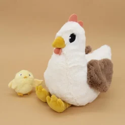 Peluche Pioupiou maman et bébé Les Ptipotos Blanc (32 cm)