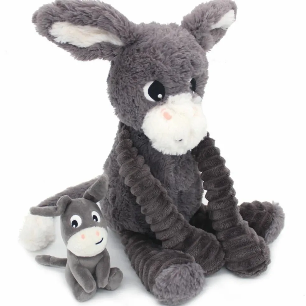 Peluche Poitou maman et bébé Les Ptipotos Gris (35 cm)