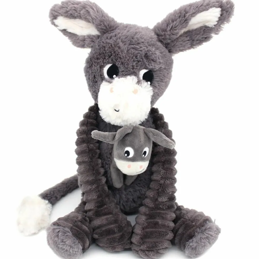 Peluche Poitou maman et bébé Les Ptipotos Gris (35 cm)