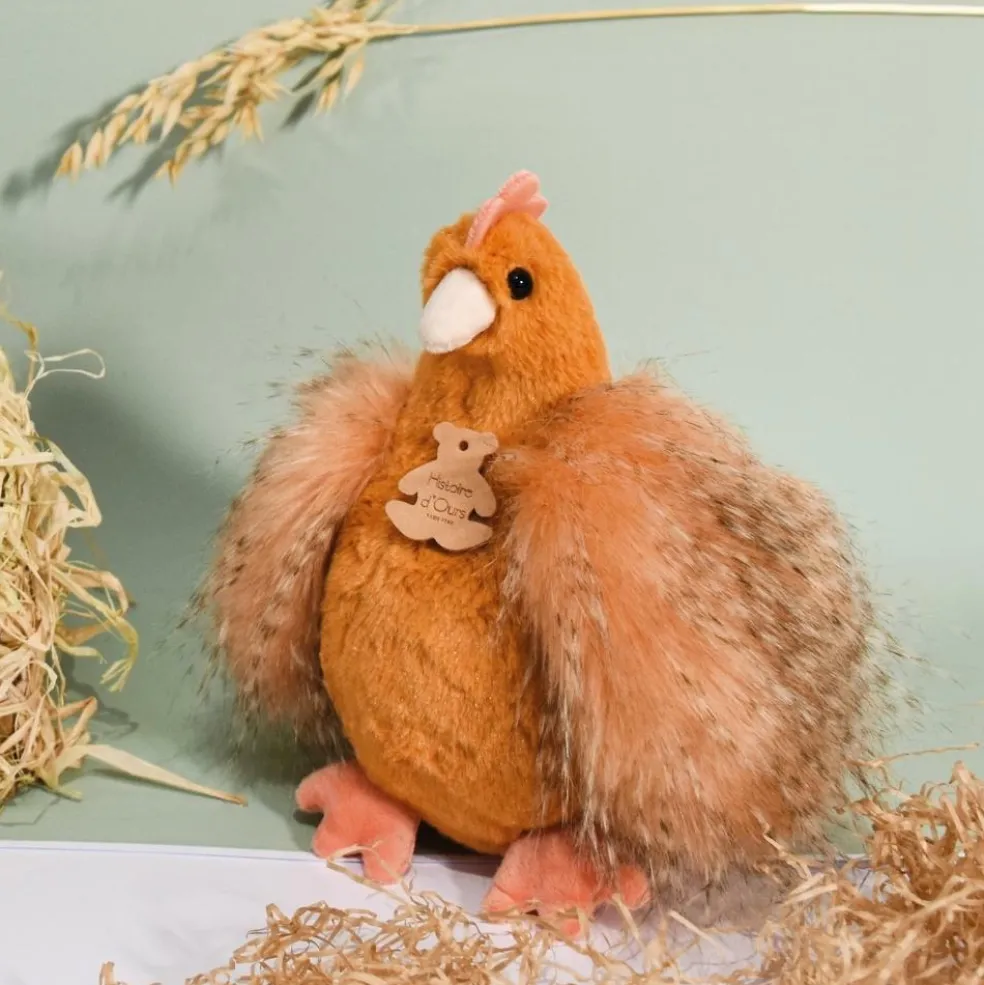 Peluche poule orange Les Poulettes Champêtres Chics (20 cm)