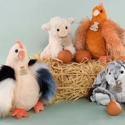 Peluche poule orange Les Poulettes Champêtres Chics (20 cm)