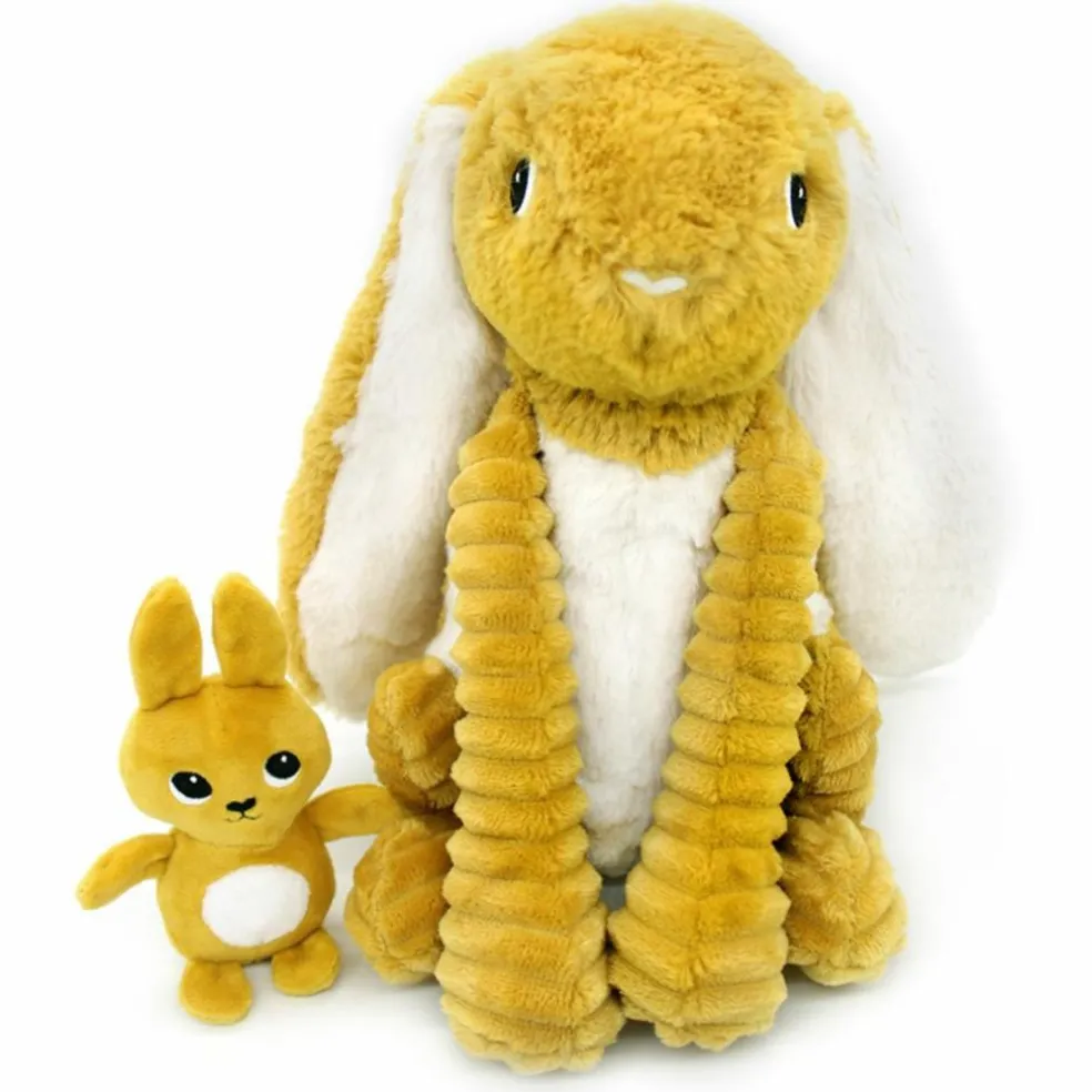 Peluche Toudou maman et bébé Les Ptipotos Moutarde (25 cm)