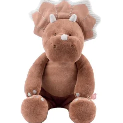Peluche Tricéraptos Ops en veloudoux cannelle (32 cm)