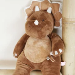 Peluche Tricéraptos Ops en veloudoux cannelle (32 cm)