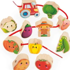 Perles à enfiler en bois Ferme potager (11 pièces)