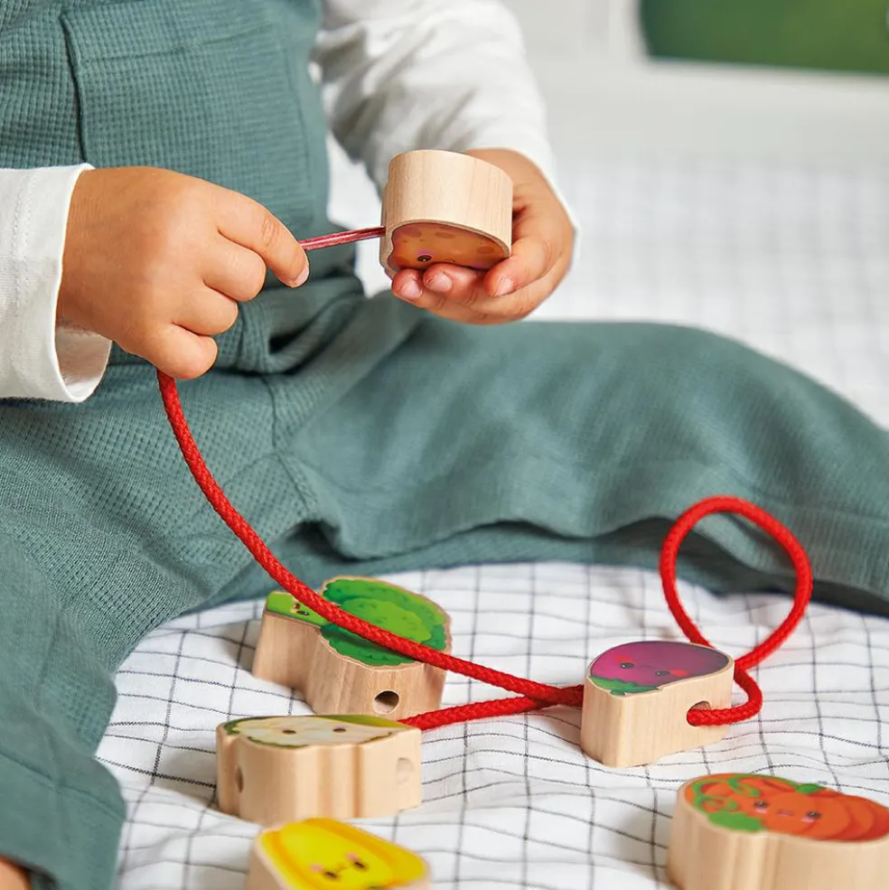 Perles à enfiler en bois Ferme potager (11 pièces)
