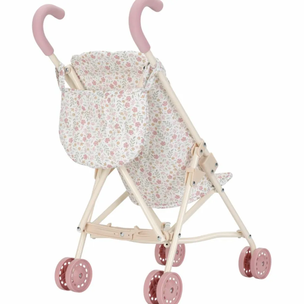 Poussette pour poupée en métal rose