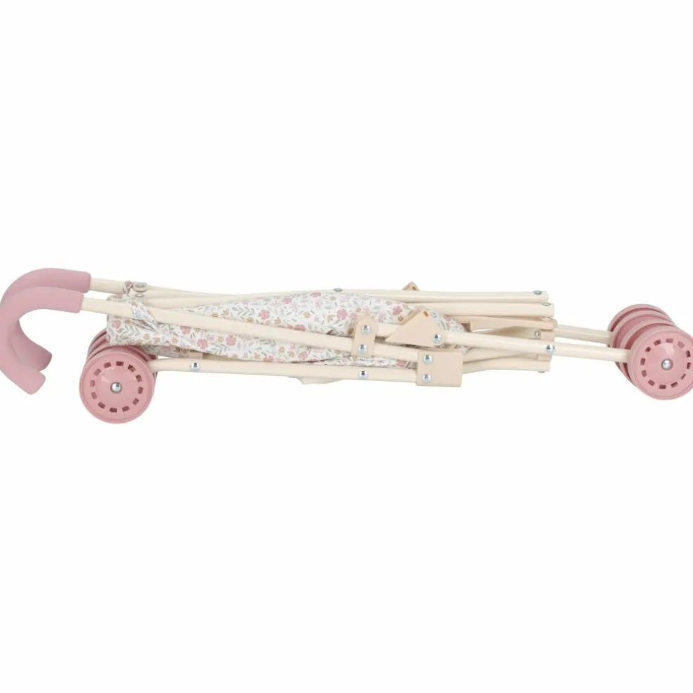 Poussette pour poupée en métal rose