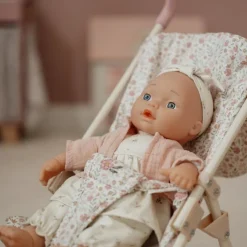 Poussette pour poupée en métal rose