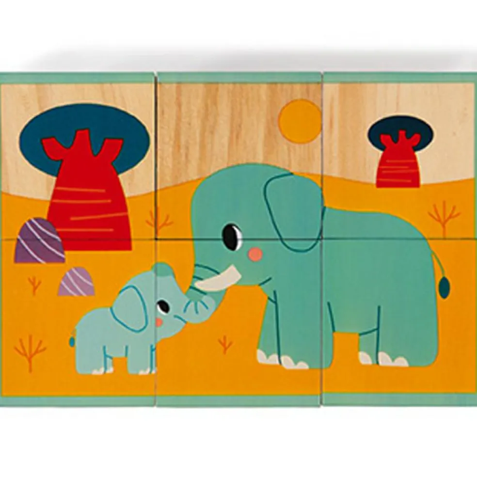Puzzle cubes en bois Animaux WWF (6 cubes)
