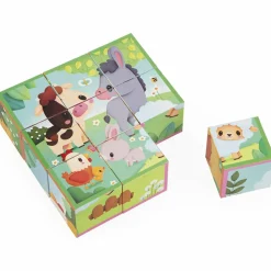 Puzzle cubes en bois Animaux de la Ferme