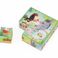 Puzzle cubes en bois Animaux de la Ferme