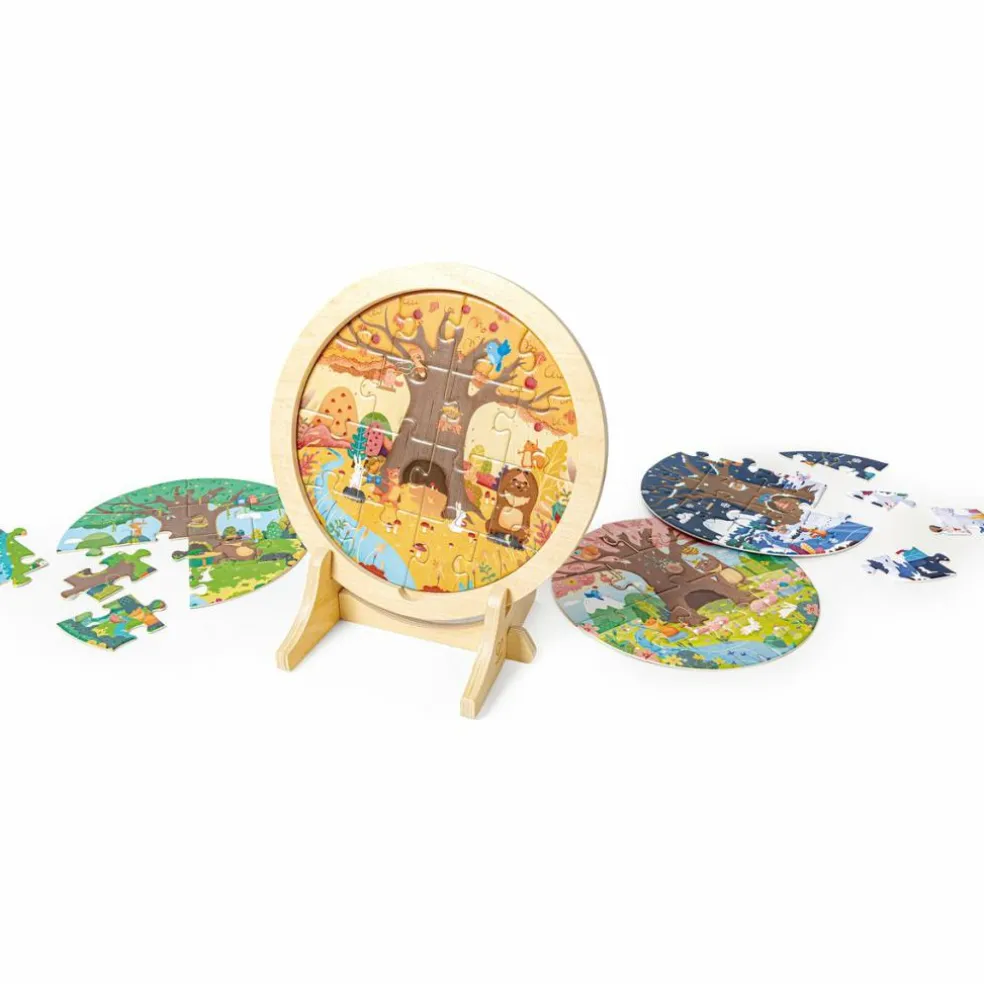 Puzzle en bois avec chevalet Les 4 saisons (56 pièces)