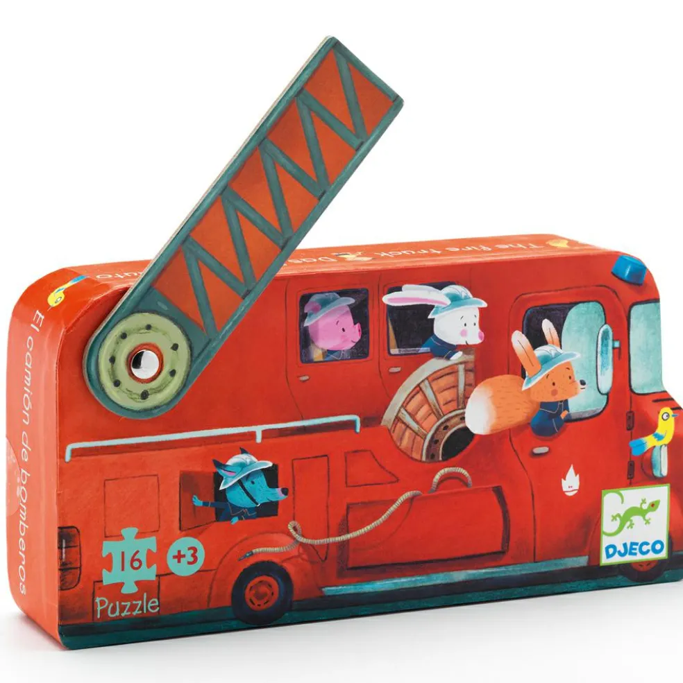 Puzzle silhouettes Le camion de pompier (16 pièces)