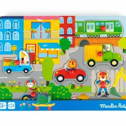 Puzzle sonore ville en bois Les Popipop