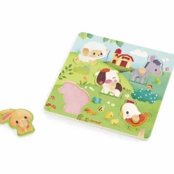 Puzzle tactile en bois Ferme (5 pièces)