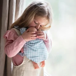 Sac à dos porte bébé pour poupée Tom Vichy vert