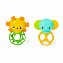 Set de 2 hochets lion et élephant