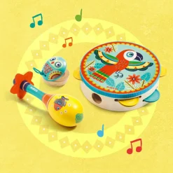 Set de trois instruments (Tambourin, maracas et castagnettes)