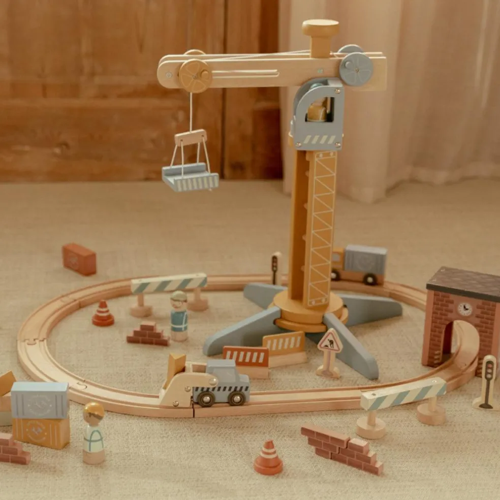 Set grue et chantier de construction en bois