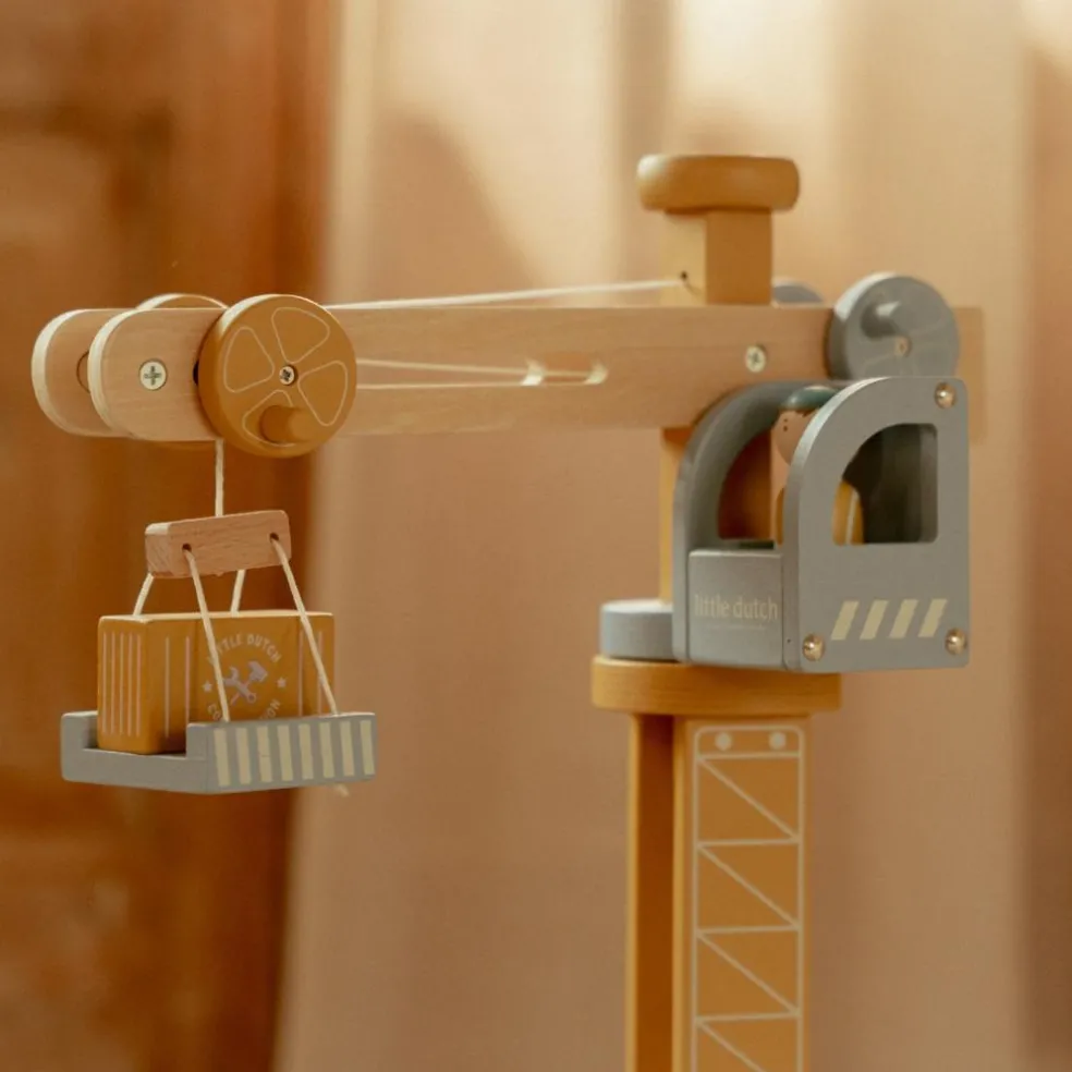 Set grue et chantier de construction en bois