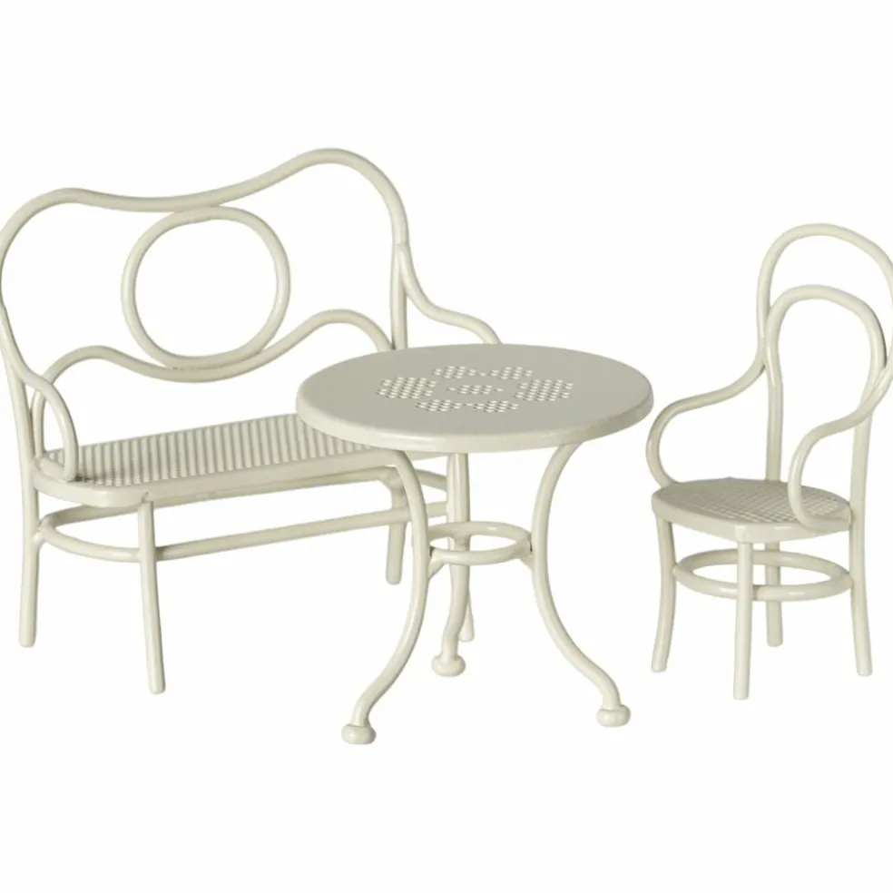 Table banc & chaise Souris Small Blanc cassé