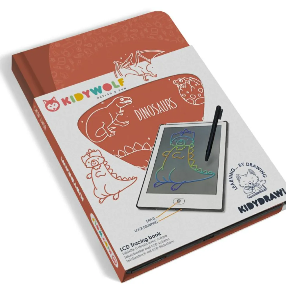 Tablette à dessin KIDYDRAW-MINI Dinosaures rouge