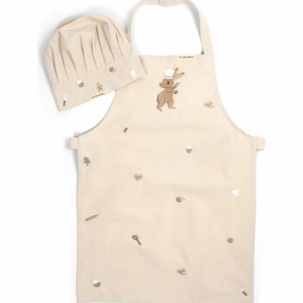 Tablier brodé et toque en coton Wonderful Winter Lièvre