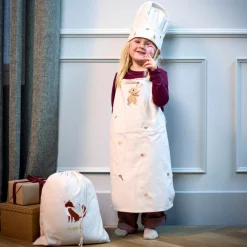 Tablier brodé et toque en coton Wonderful Winter Lièvre