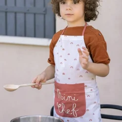 Tablier enfant en coton enduit Arc-en-ciel (3-6 ans)