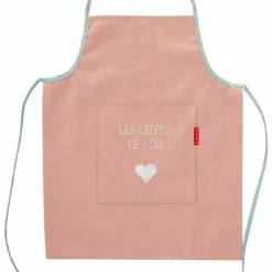 Tablier enfant en lin Rose poudré (personnalisable)