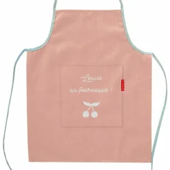 Tablier enfant en lin Rose poudré (personnalisable)