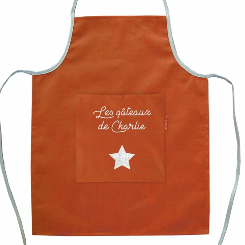 Tablier enfant en lin Terracotta (personnalisable)