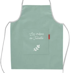 Tablier enfant en lin Vert amande (personnalisable)