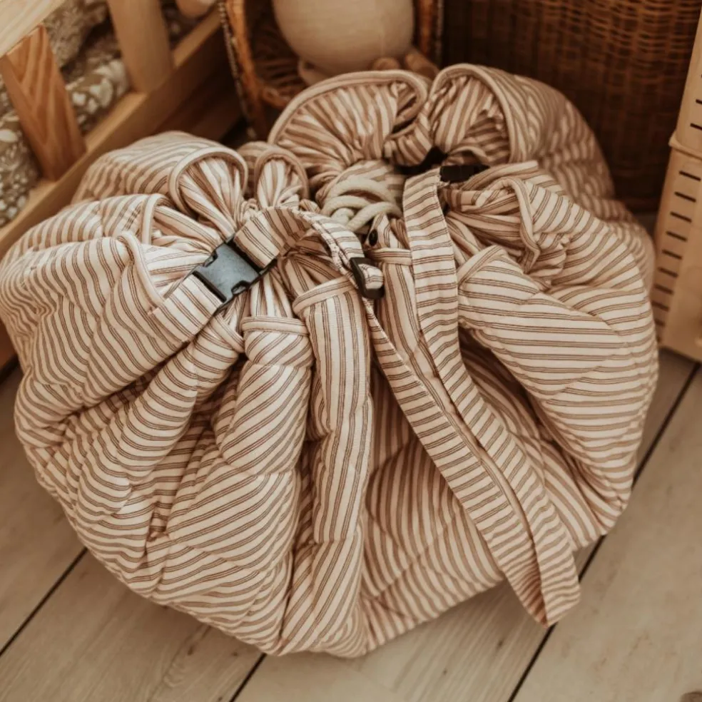 Tapis de jeu 2 en 1 Noomad Organic Soft Stripes Brown